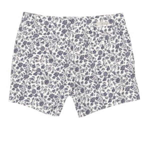 ANTHROPOLOGIE | LEVEL 99 White & Blue Floral Linen Shorts Women’s Size 2 - Picture 4 of 10